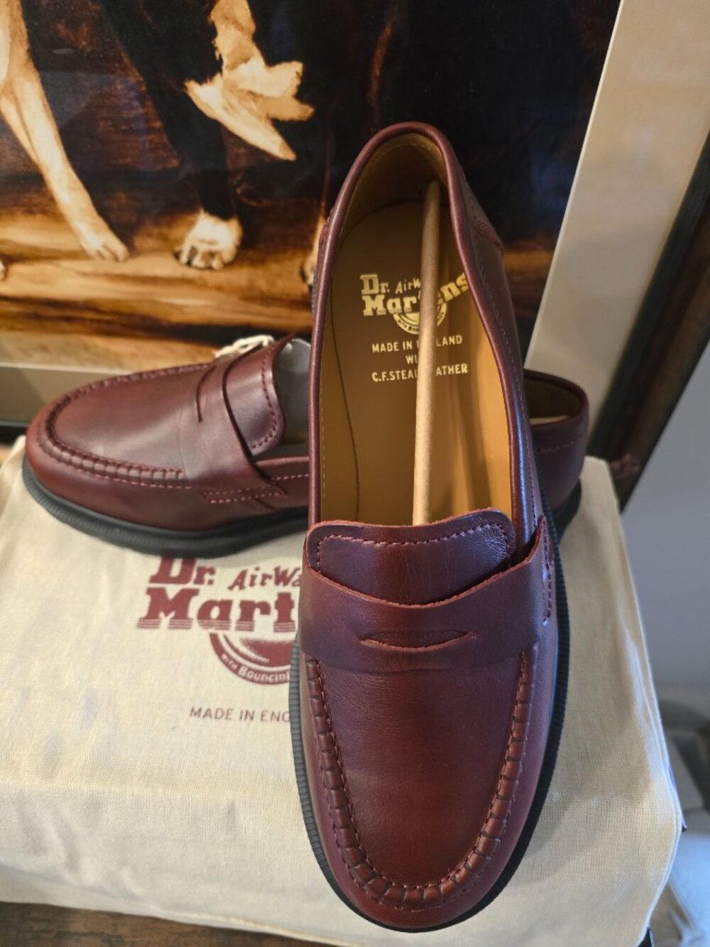 Dr. Martens Delapre Penny Loafers Made in England Premium Shoes Burgundy Sz 10